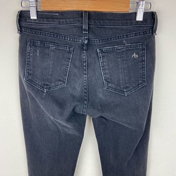 Rag & Bone Skinny Stretch Distressed Jeans - Black - Picture 7 of 8